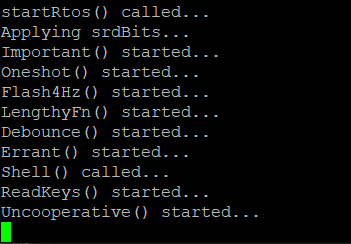 Example Shell output from the RTOS